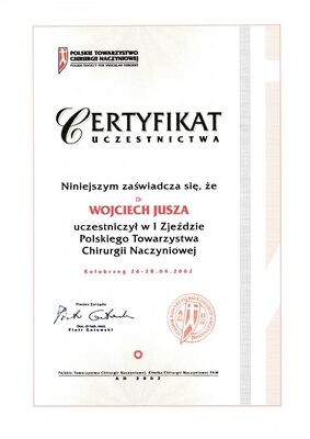 Certyfikat uczestnictwa PTChN