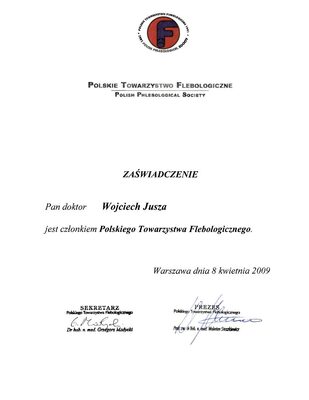 Członkostwo Polskiego Towarzystwa Flebologicznego